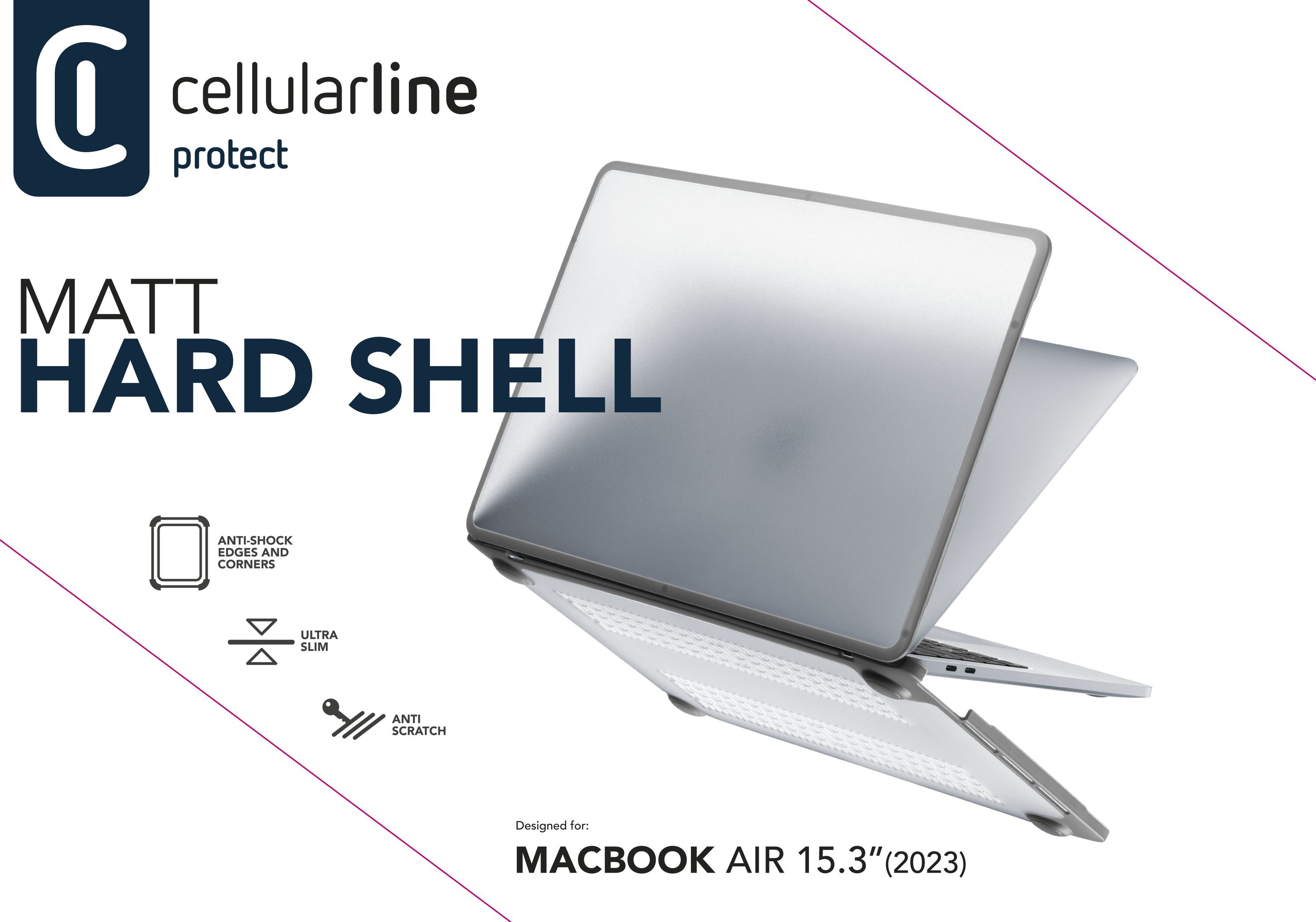 Cellularline HARDSHELLMACAR153T laptoptas 38,9 cm (15.3") Hardshell-doos Transparant