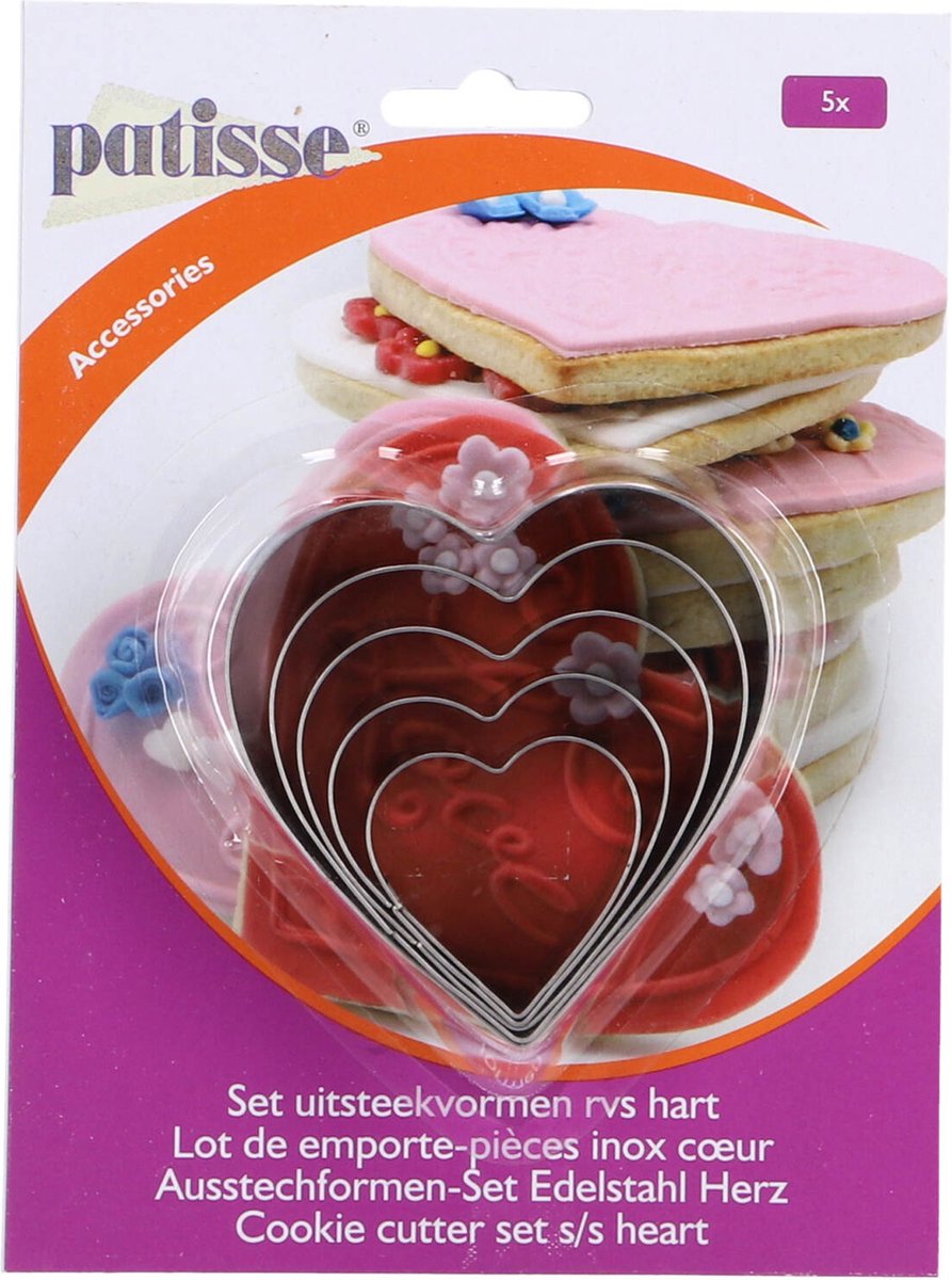 Uitduwvormpjes Patisse 12.PA2013 Hart inox / 5st