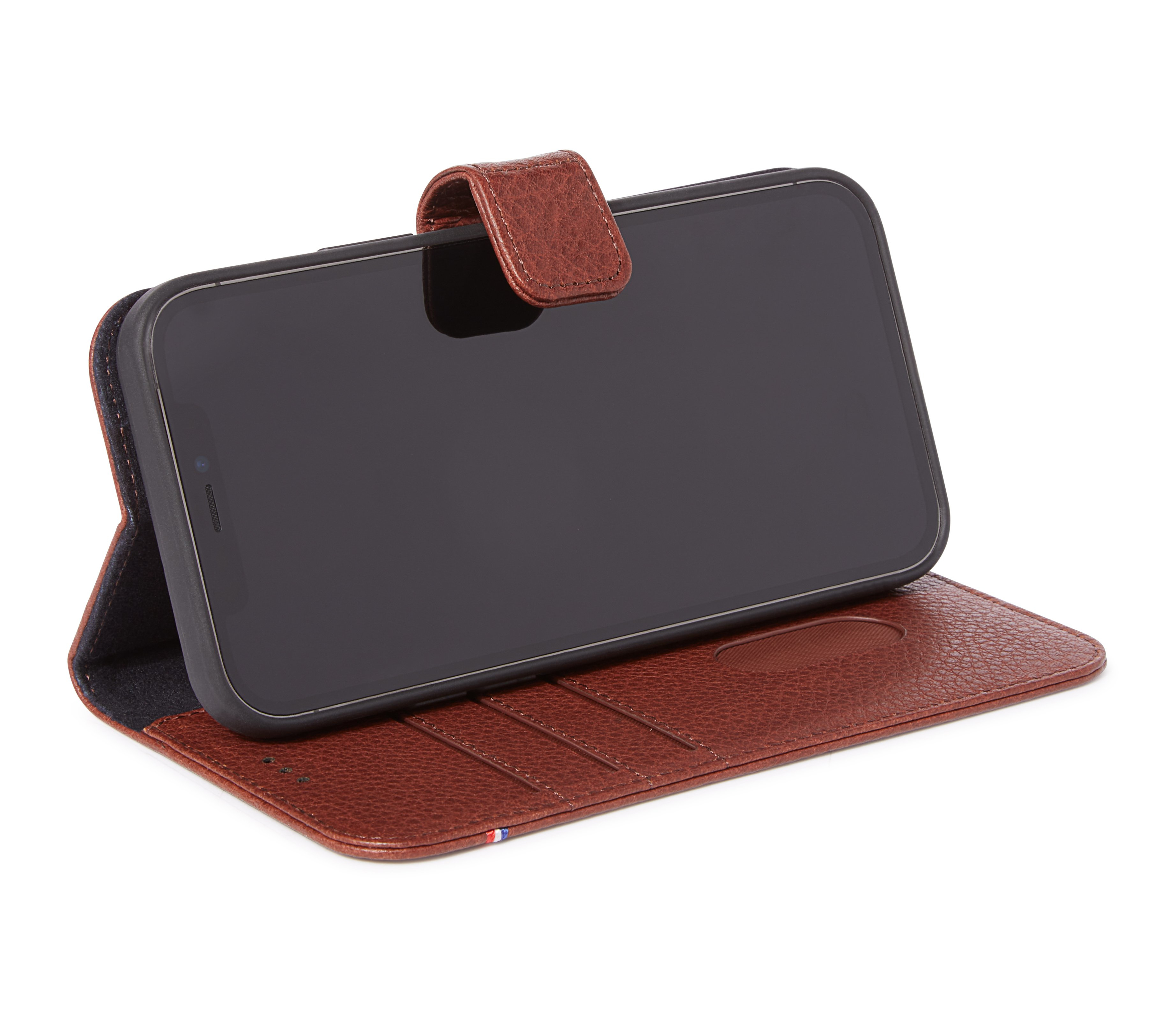 Decoded iPhone 12/12 Pro, leather wallet magnetic magsafe, canelle brun