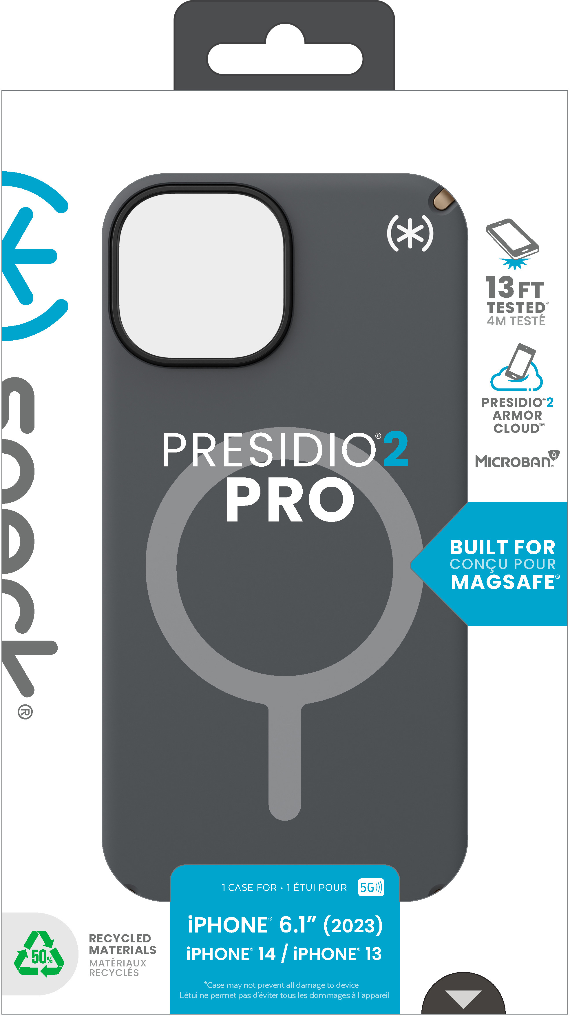 Speck Presidio2 Pro + MS Apple iPhone 16e/15/14/13 Charcoal Grey - with Microban