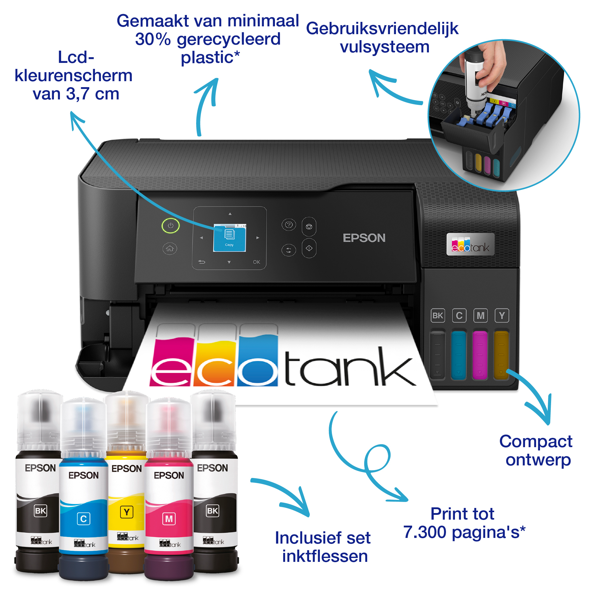 Printer Inkjet EPSON Ecotank ET-2840 AIOFlat Kleur A4