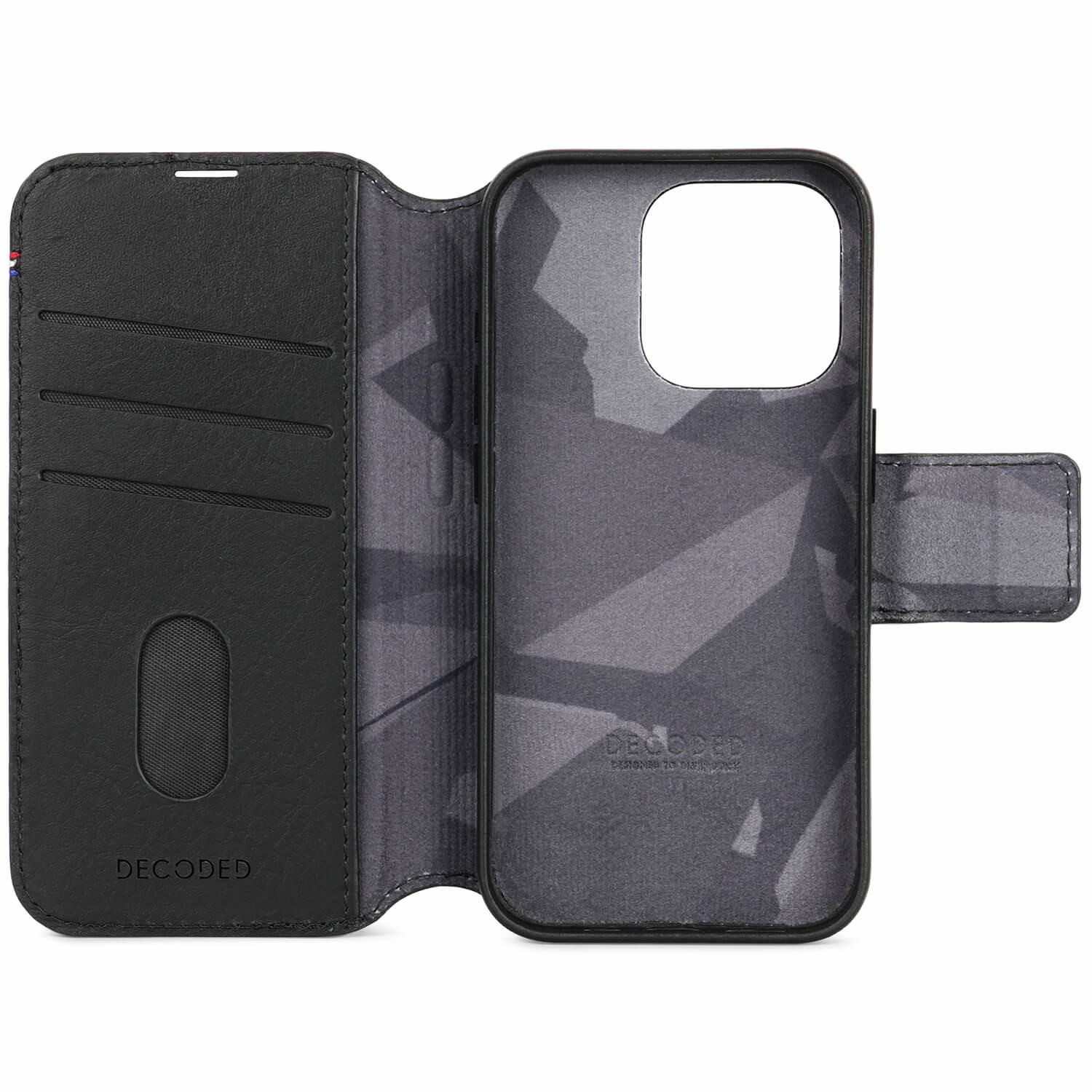 Tas DECODED Leather Detachable Wallet iPhone 15 Pro Black