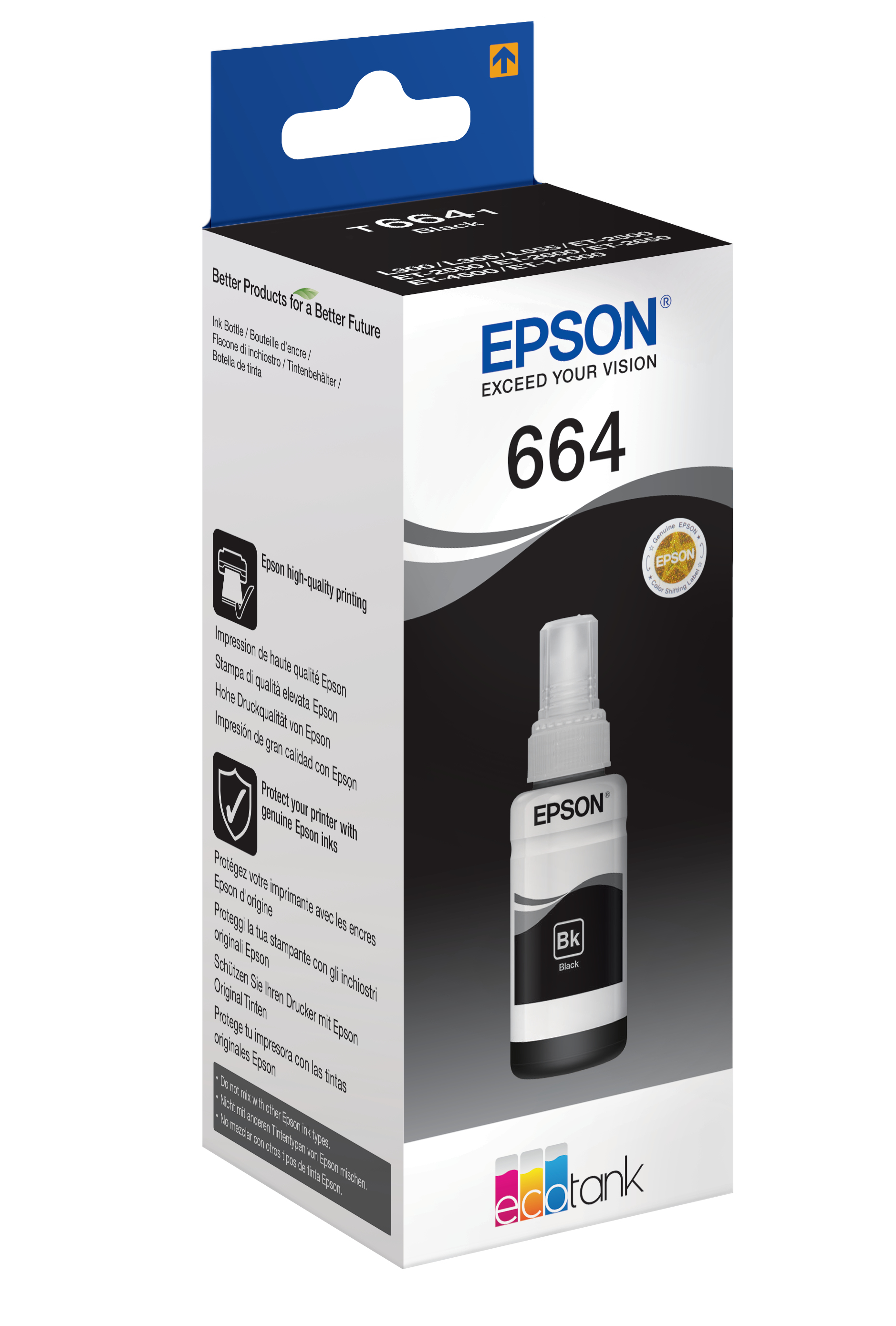 Inktpatroon EPSON C13T664140 Ink Bottle T6641 Zwart 70ml