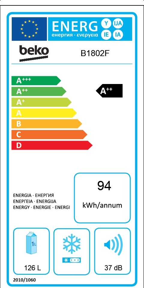 Beko B 1802 F réfrigérateur Sous comptoir 126 L Blanc