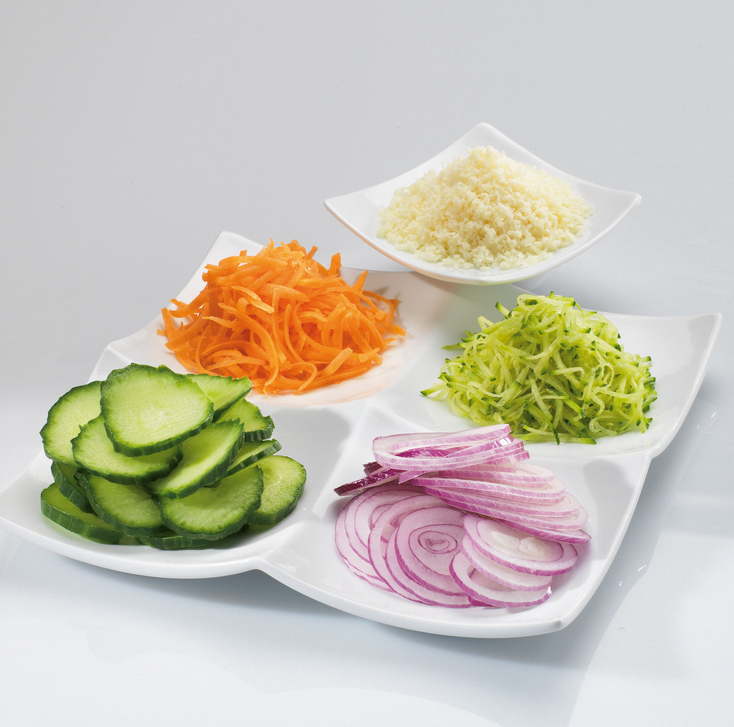 Moulinex Fresh Express + elektrische rasp & spiraalsnijder Rood, Wit