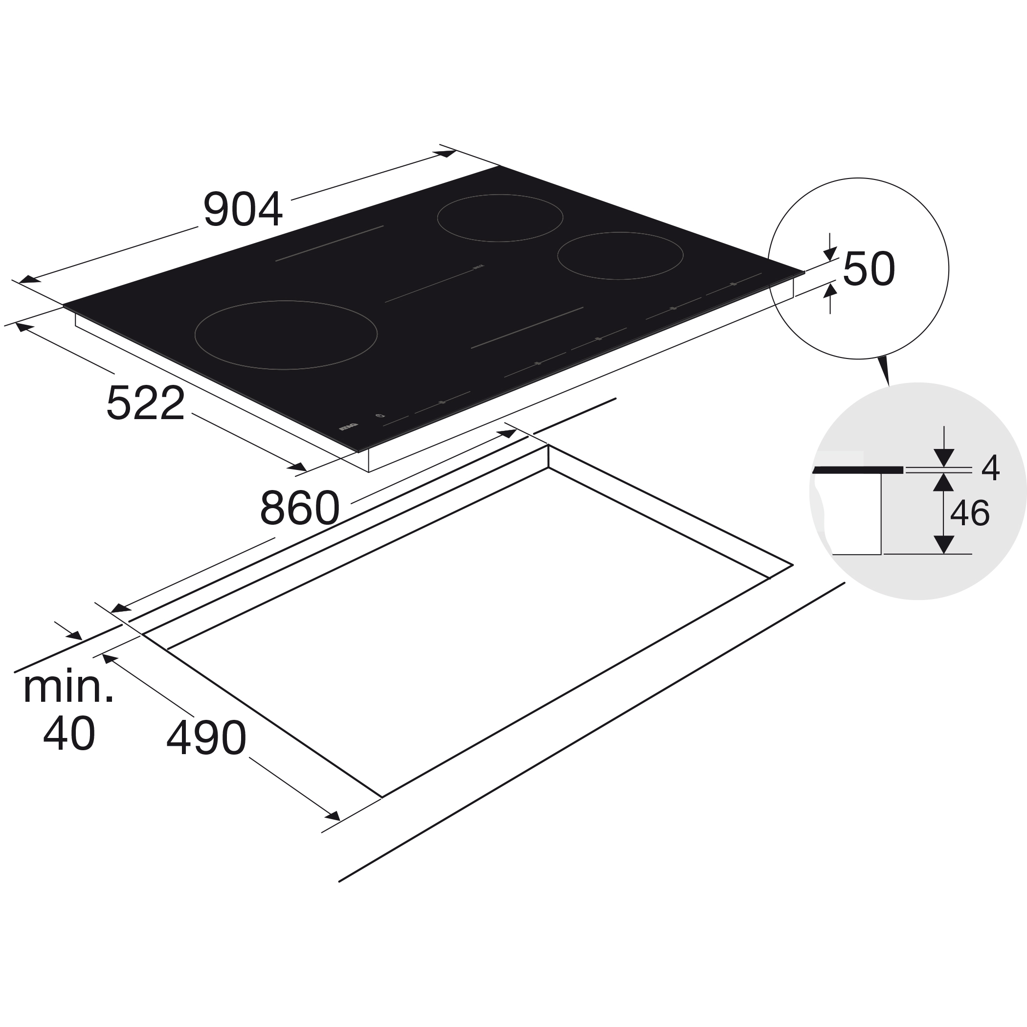 ATAG HI29571SV plaque Noir Intégré 60 cm Plaque avec zone à induction 5 zone(s)