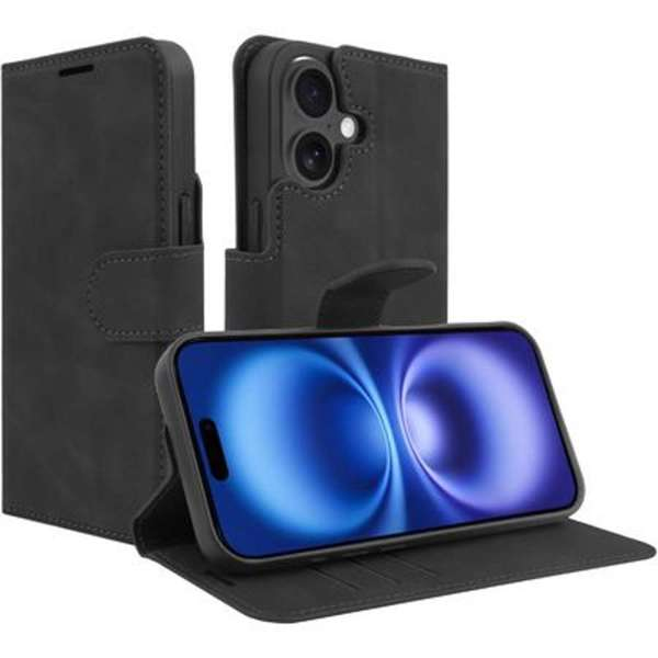 JustinCase Premium Wallet Case Apple iPhone 16 Plus zwart